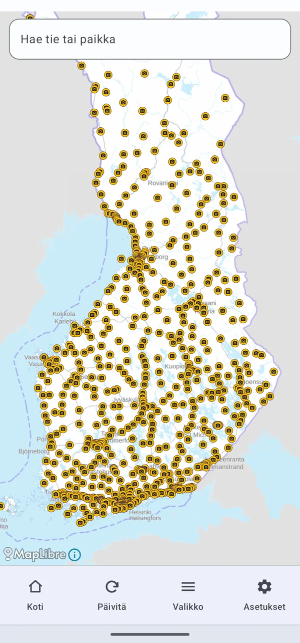 Kelikamerat kartalla
